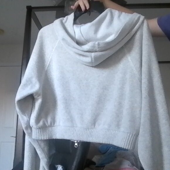 Cropped Warm Grey Zip Up Jacket - Picture 3 of 3